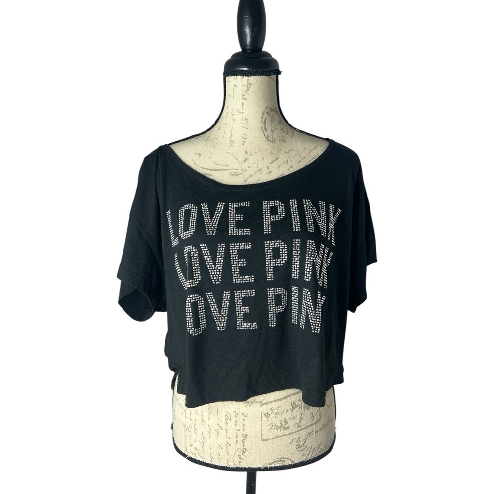 Women's Victoria's Secret‎ VS PINK Silver Rhinestone High-Low Shirt S